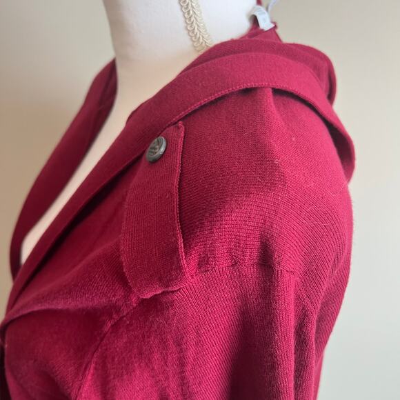 Relativity Women's Dark Red Long Sleeve Hooded Knit Cardigan - Size XL - NWT - Picture 2 of 10